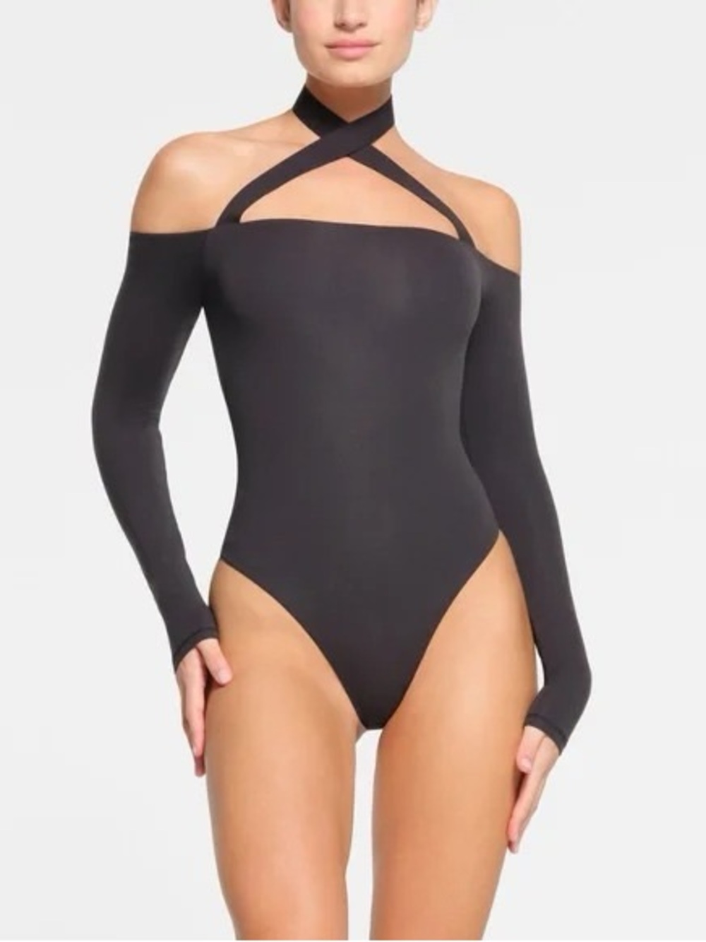 ⛓️ 🖤 NWT SKIMS Fits Everybody Wrap Long Sleeve Bodysuit | Onyx | S | NWT ✨ 💫